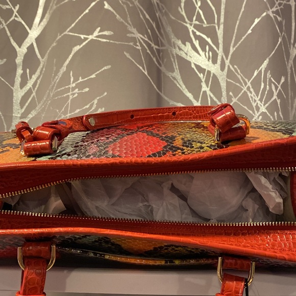 SALE BNWT Brahmin Tia Red Dragon Experium Genuine Leather Women’s Large Tote Bag - Picture 9 of 10